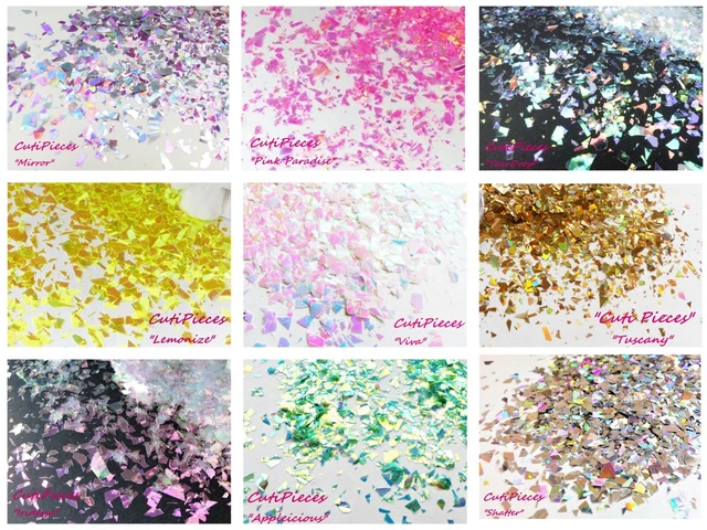 5 g Bolsa de brillo arte en uñas Mylar corte aleatorio fragmentos mezcla holográfica iridiscente