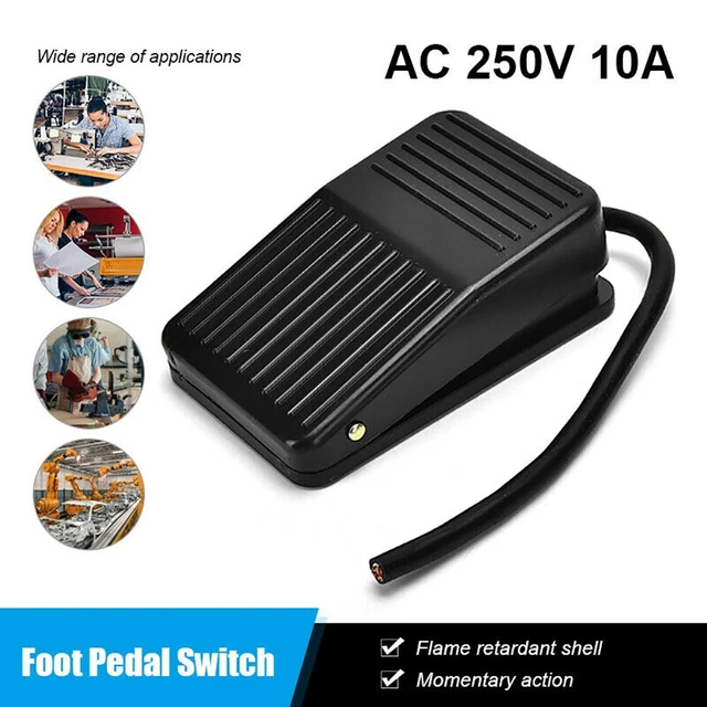Pédale de pied électrique bouton-poussoir 100 mm longueur AC 250V interrupteur