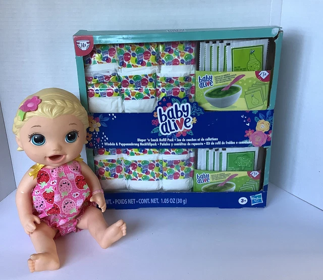 BABY ALIVE & Diaper 'n Snack Refill Pack Kit & 2015 Hasbro Girl Doll