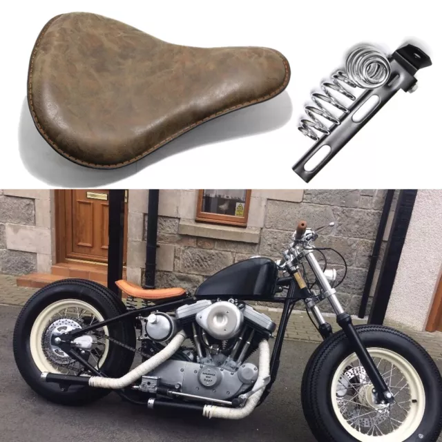Motorcycle 3" Spring Solo Style Bracket Seat For Harley Sportster Chopper Bobber