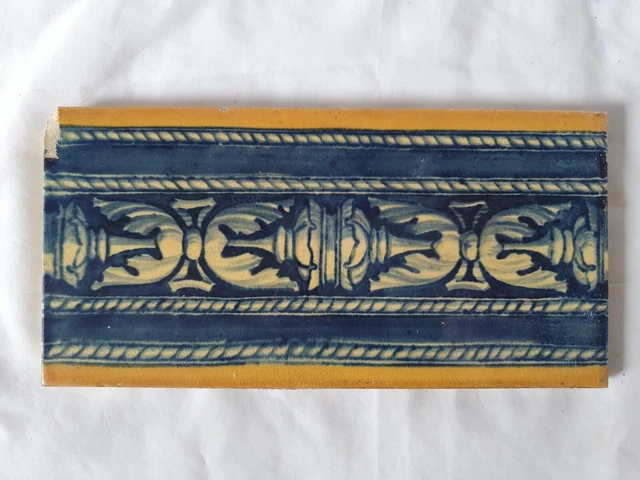 Charming Antique Hand Painted Border Tile, Approx 8 X 4 Inch (F) W B Simpson