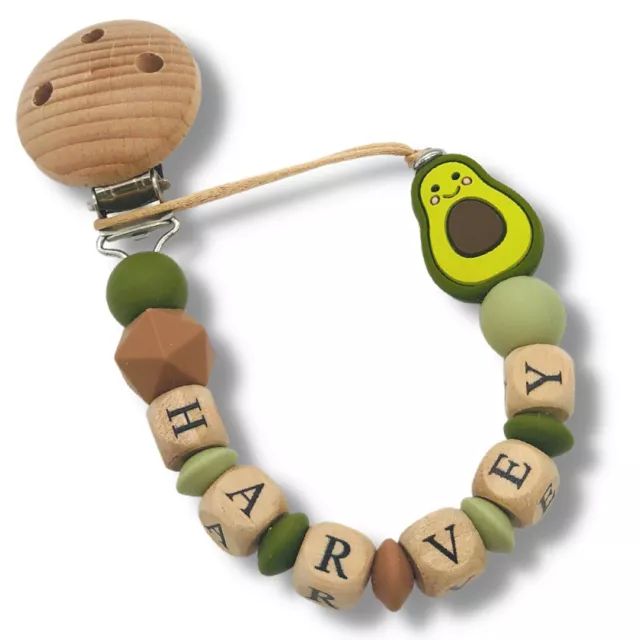 Dummy Clip Personalized Silicone Pacifier Holder Soother Chain Baby AVOCADO 🥑