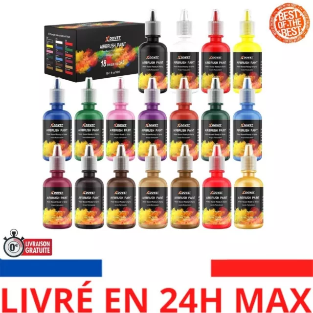 XDOVET Maquette peinture Airbrush Set 18 couleurs/30ml, peinture Airbrush contie