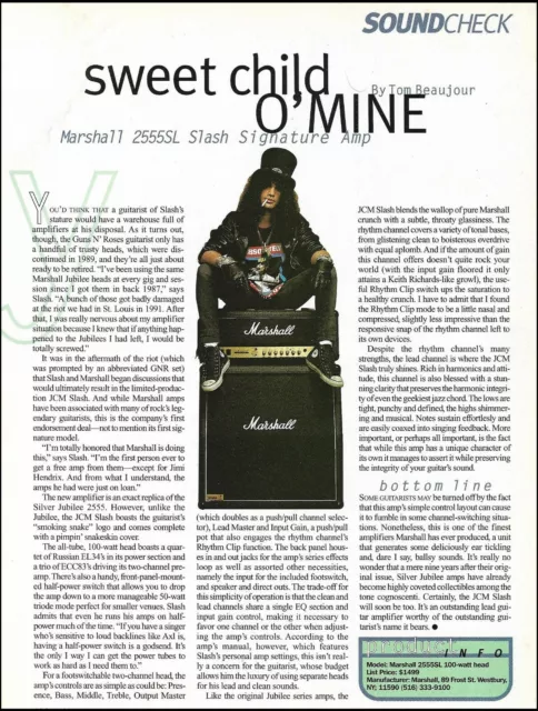 Marshall 2555SL Slash Signature Guitar Amp 1996 soundcheck review article