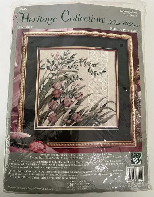Kit de punta de aguja Heritage Collection tulipanes barridos por el viento 14"" x 14"" Elsa Williams