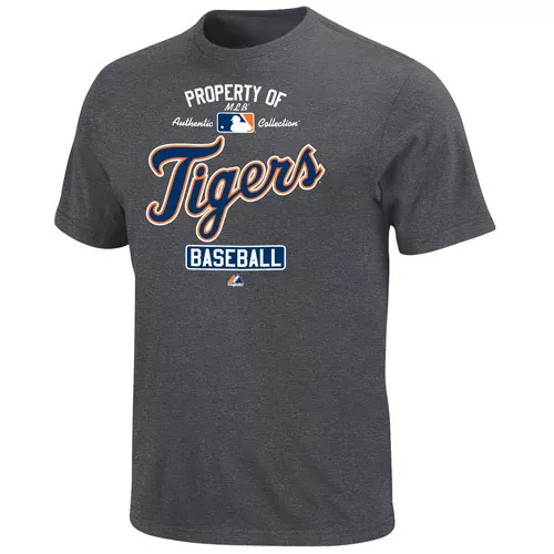 MLB Baseball Property of T-Shirt DETROIT TIGERS Authentic Carbon Heather