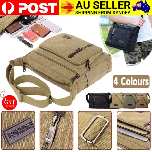 Retro Men's Canvas Shoulder Messenger Bag Crossbody Satchel Man's Travel Bags AU