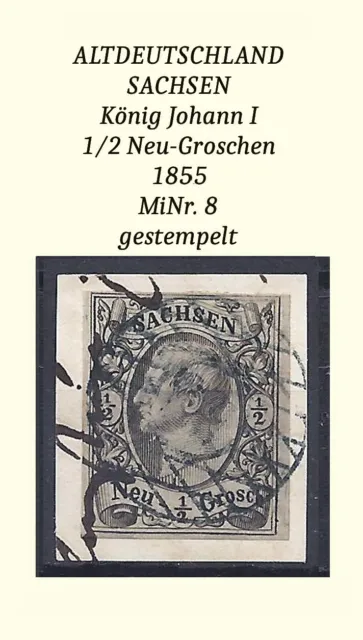 AD Sachsen MiNr. 8 Briefstück, Vollstempel, top Sammlerstück