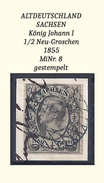 AD Sachsen MiNr. 8 Briefstück, Vollstempel, top Sammlerstück