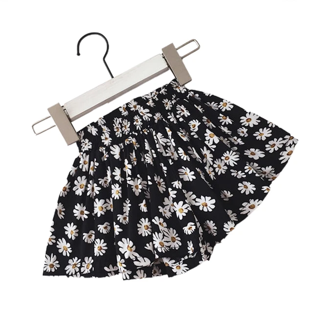 Pantaloncini gamba larga, corti, larghi, per ragazze, stampa floreale, linea A,