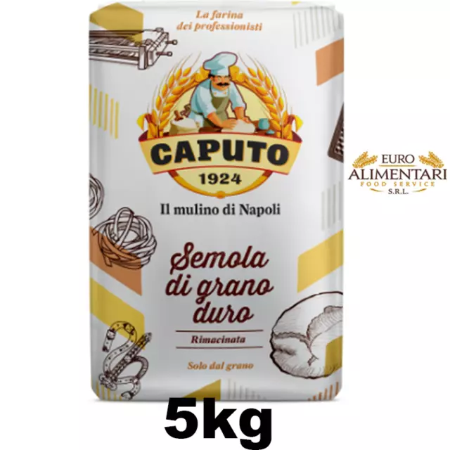 Caputo Semola di Grano Duro Rimacinata Sacco da 5 kg Pizza Pane Pasta Fresca