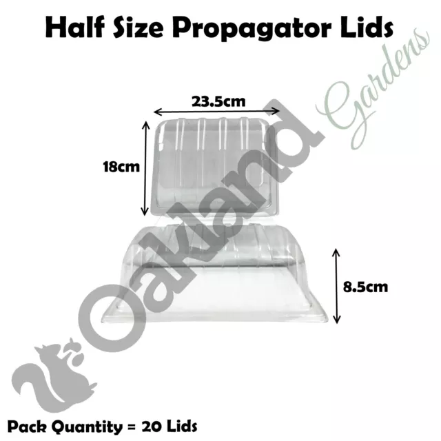 Propagator Lids 18cm x 23.5cm Half Size Seed Tray Plastic Cover Tops Qty = 20