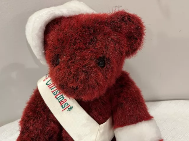 Authentic Vermont  Christmas Teddy Bear - Merry  Christmas - Red/black Excellent 2