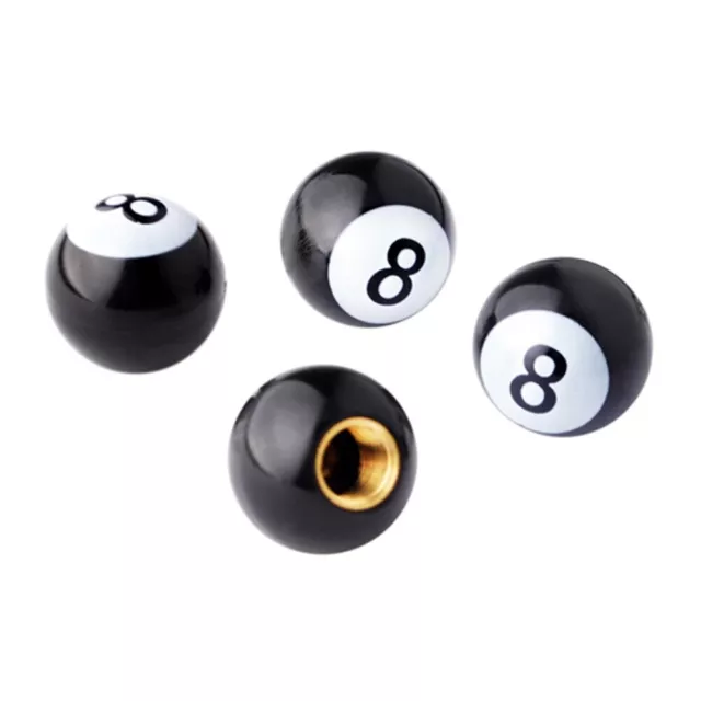 4x Black 8 Ball Car Bike Motorcycle BMX Wheel Tyre Valve Plastic Dust Caps