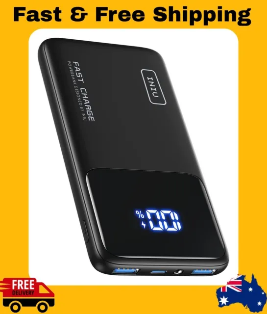  INIU Portable Charger, 22.5W 10500mAh Slim USB C Power Bank  Fast Charging PD3.0 QC4.0 & [2 Pack] Portable Charger, Slimmest & Lightest  Triple 3A USB C High-Speed 10000mAh Power Bank, 