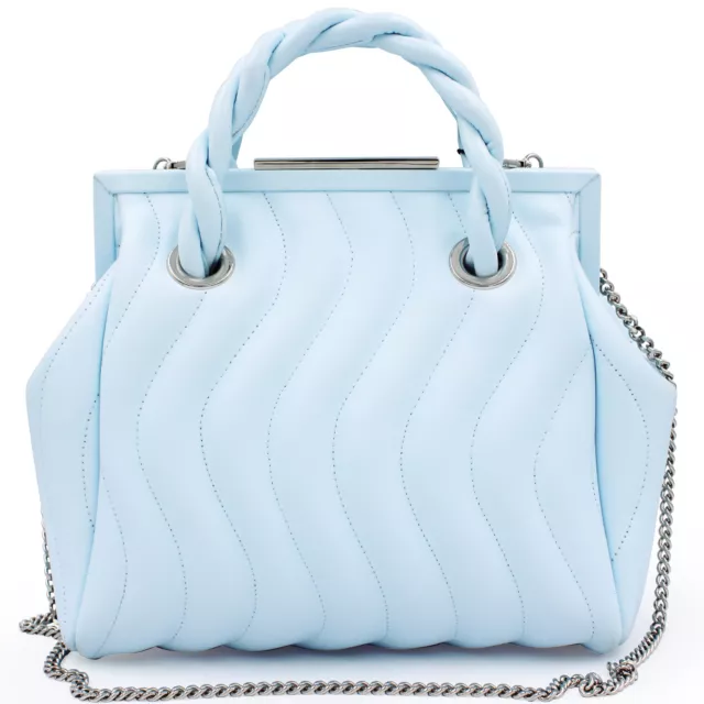 Blumarine Made in Italy designer blue quilted leather small MAISON bag $830