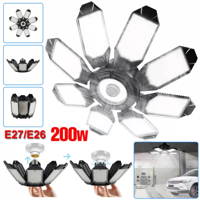 200W Super Bright E27/E26 Work Light Deformable Ceiling Lights Garage Workshop