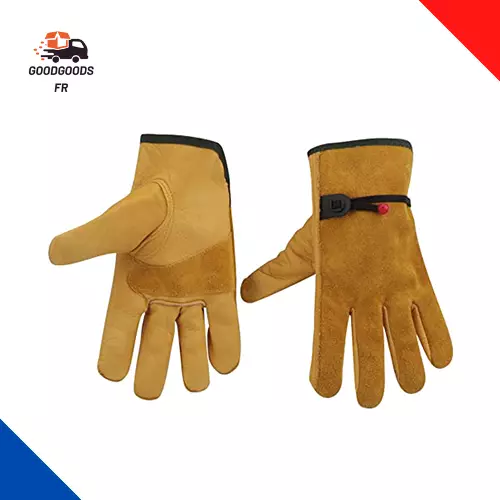 Gants de travail en cuir pour homme et femme, gants de travail de sécurité  utilitaire, gants de jardinage avec paume en cuir : : Outils et