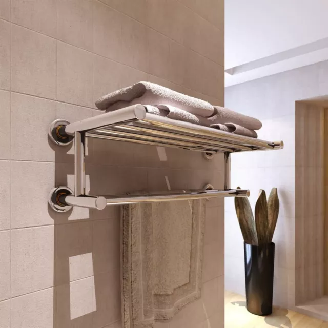 Toalleros de madera de nogal, toallero de baño, doble toallero, estante de  barra montado en la pared, soporte para toallas de aluminio, estante de