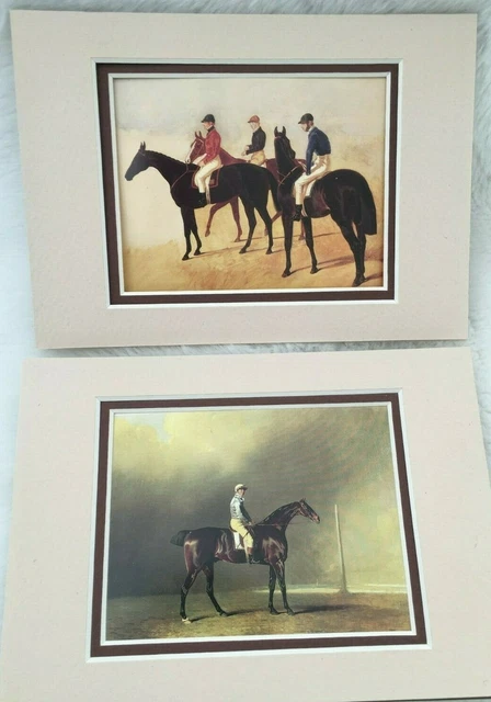 2 Benjamin Marshall Color SMALL ART CARD  ~ RACE HORSES 4 X 6 DOUBLE MAT lot