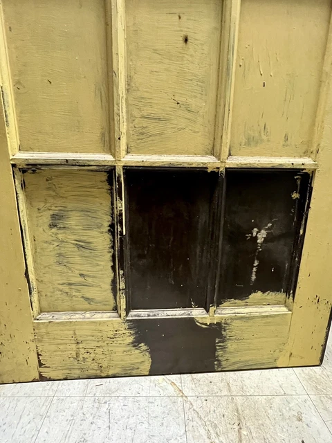 Antique Oak arched Entry door w/ beveled Mirror glass On One Side 80.5 X 34” 6