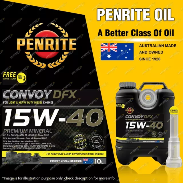 Penrite Convoy DFX 15W-40 Engine Oil 10L for ISUZU NPR200 NPR250 C NPR275 NPR300 2