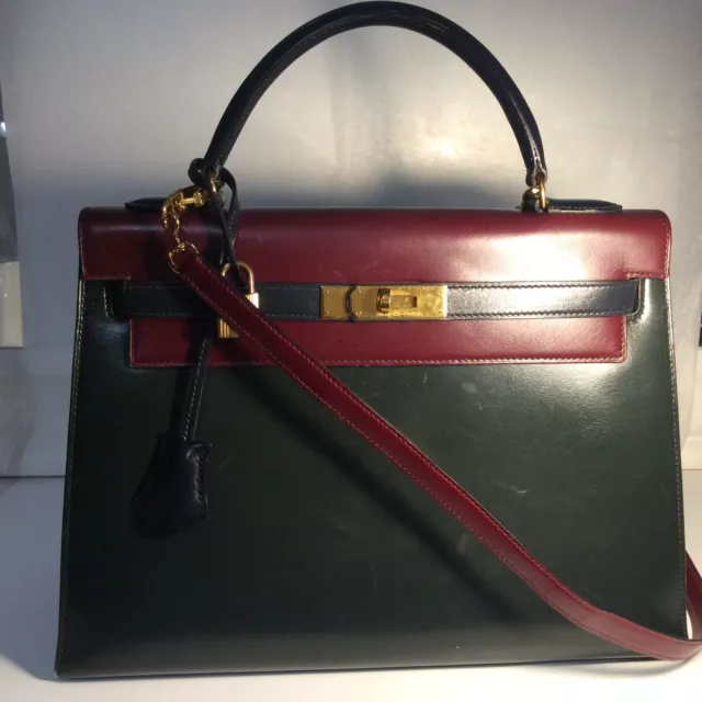 Hermes Vintage Rouge H 28cm Box calf Red Kelly Sellier Bag GHW