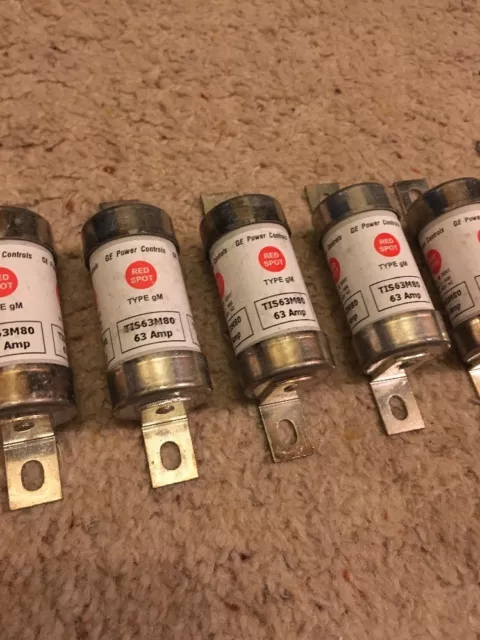 Red Spot Fuse Type gM 63 Amp GE POWER CONTROLS