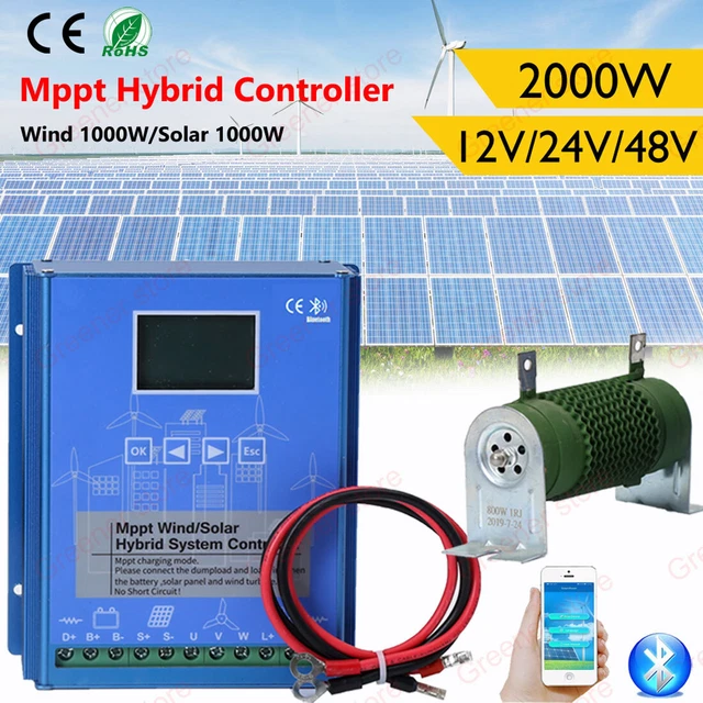 2000W SOLAR&WIND HYBRID MPPT Charge Controller 12V 24V 48V + Dump App