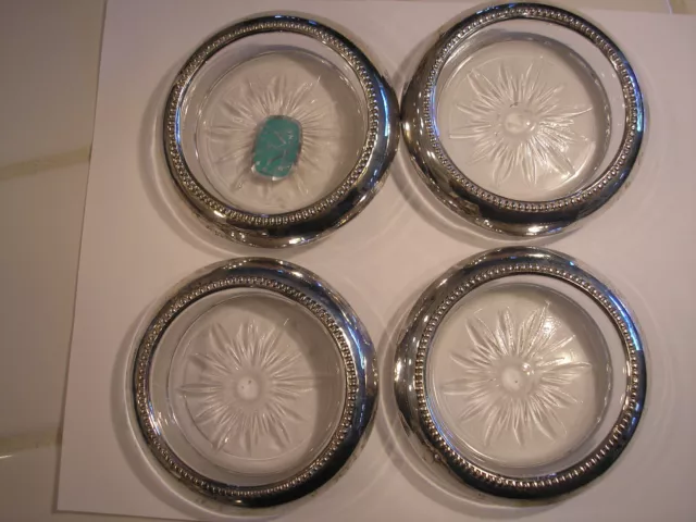 Wallace Sterling Silver Crystal Glass Ash Trays