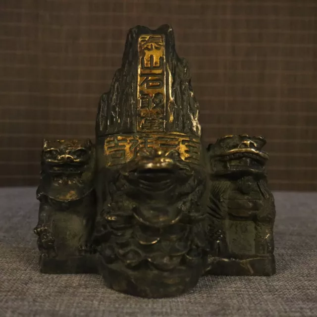 Collect Chinese old bronze Copper gilt Handmade Shikamadang statue Ornaments