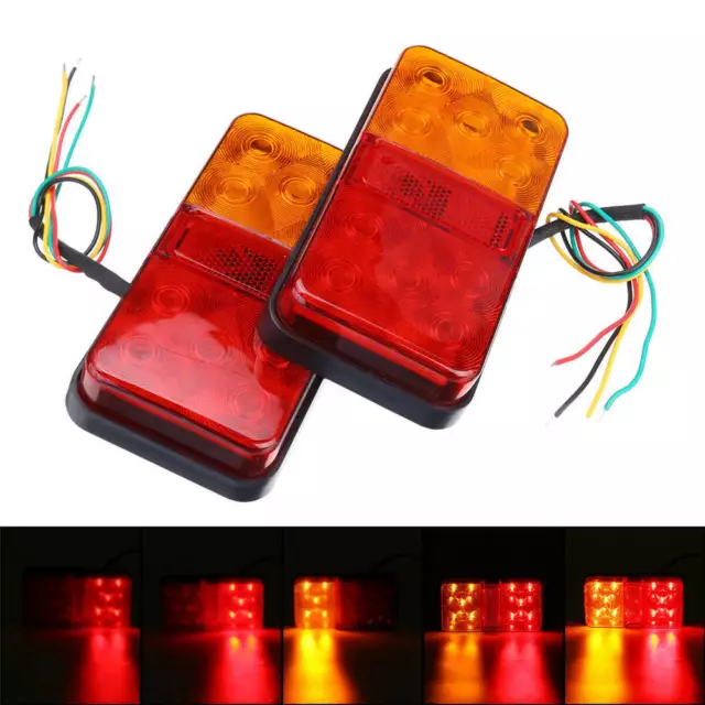 2PCS Feux Arriere 12V/24V LED Lampes Stop REMORQUE CAMION FOURGON CARAVANE