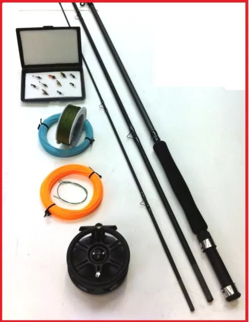 1 FLY FISHING KIT ALL THE TACKLE INC line reel Carbon rod flys