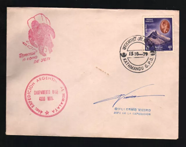 Nepal 1979 Argentina Yeti Mount Everest Himalayan Expedition Signed Cover