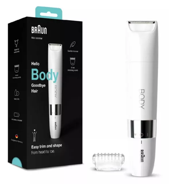 Braun Body Mini Trimmer BS1000 - Electric Body Hair Removal for Women and Men