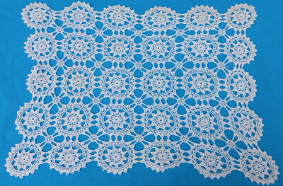 Napperon Rectangulaire Fait Main Au Crochet – Fil Fin Blanc – 40x60 Cm – Repro