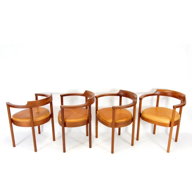 4 Retro Vintage Danish Leather Dining Chairs Mid Century Modern 50s 60s 70s Teak