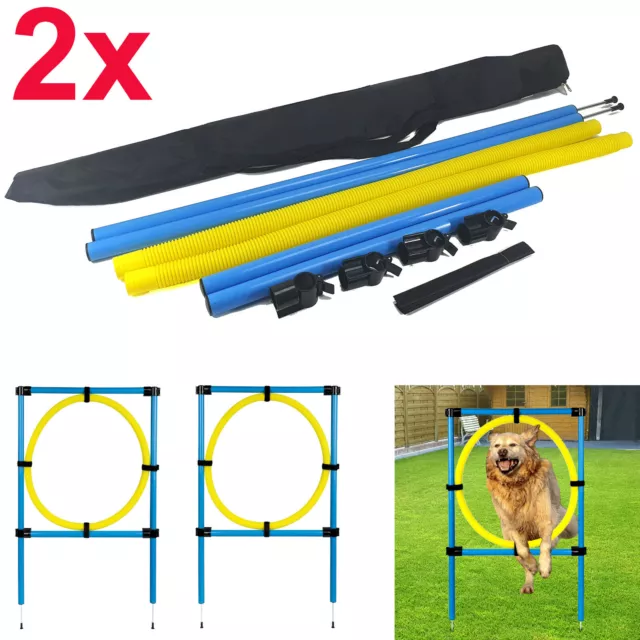 2x Set AGILITY SPRUNGRING mit TASCHE Hürde Dog Training Hundesport Ring
