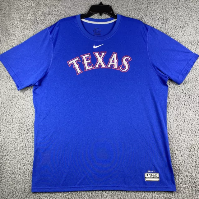 Texas Rangers Mens Nike Shirt XL Dri-Fit Blue MLB Baseball Authentic Performance