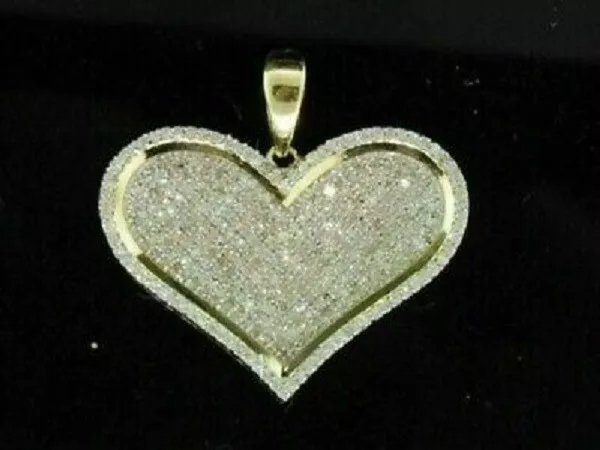 2.00 Carat Round D/VVS1 Diamond Love Heart Pave Pendant 14K Yellow Gold Finish