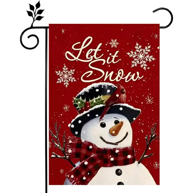 Let It Snow Snowman Cardinal Winter Garden Flag  12"X18" Christmas Red Nwt