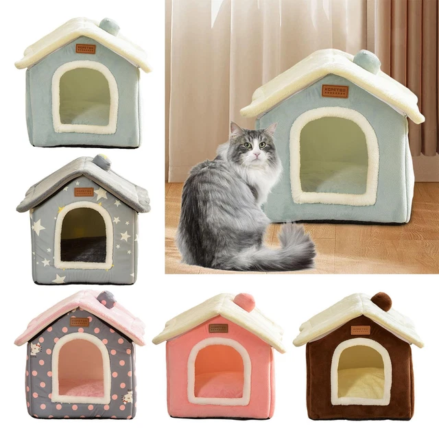 Lit Pour Chat Fermé Avec Coussin Amovible - Maison Chaude Hiver, Lavable, Pliable | Pour Chat, Petit Chien, Lapin