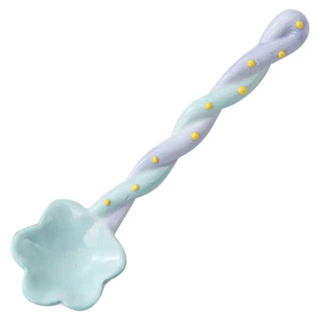 1Pc Ceramic Long Handle Spoon Cute Ice Cream Hand Painted Dessert Spoon