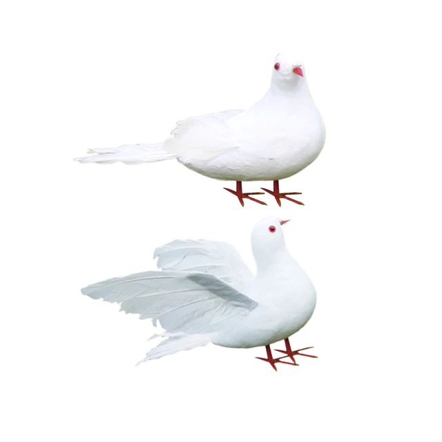 2 Pcs Vogel Modell Gefiederten Vogel Figurine Gefälschte Tauben Dekorative
