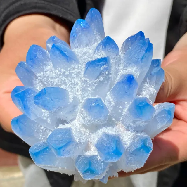 1.34LB  New sky blue Phantom Quartz Crystal Cluster Mineral Specimen Healing