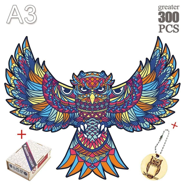 Owl Shape DIY Jigsaw Puzzle Wooden Toys Adults Kids Interactive Educational Game