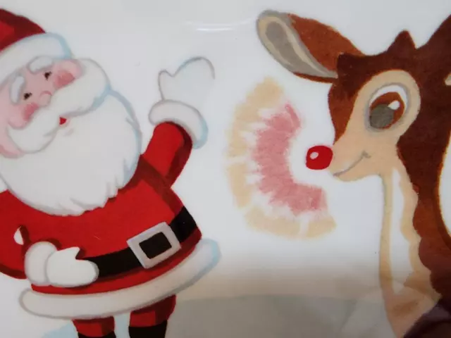 2 Pottery Barn Kids Rimmed Rudolph/Santa Melamine Christmas Plates