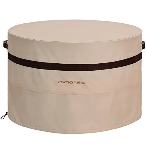 PATIOASIS round Fire Pit Cover 36 Inch Heavy Duty Waterproof Patio Gas Fire Pit
