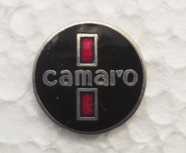 CHEVROLET CAMARO ENAMEL LAPEL BADGE. 15mm. DIAMETER, BUTTERFLY PIN FIXING