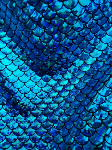 MERMAID TURQUOISE BLUE Hologram Fish Scales on Black Spandex Fabric by the  yard $14.99 - PicClick